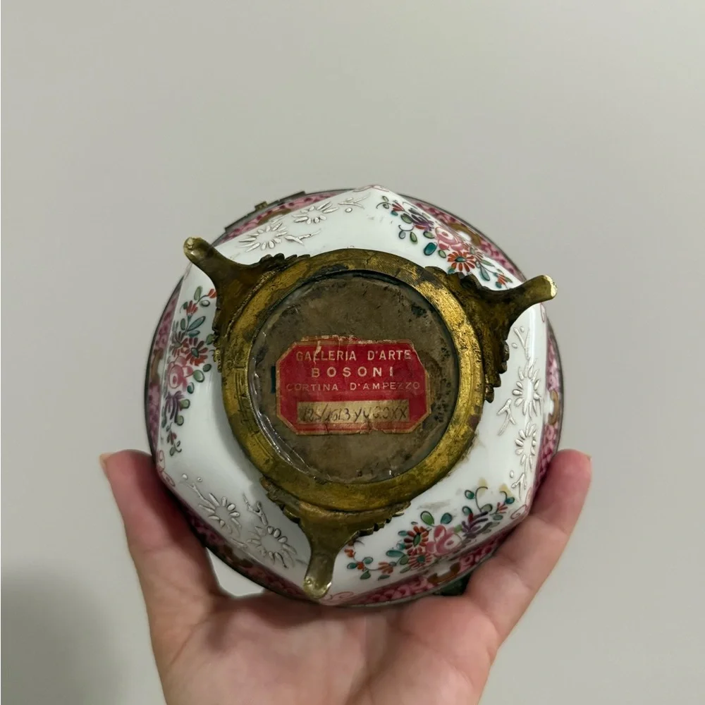 Antique Hand Painted Porcelain Trinket Box